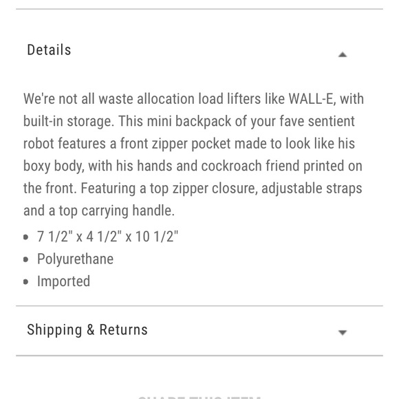 WALL.E Pixar mini backpack - Picture 4 of 4